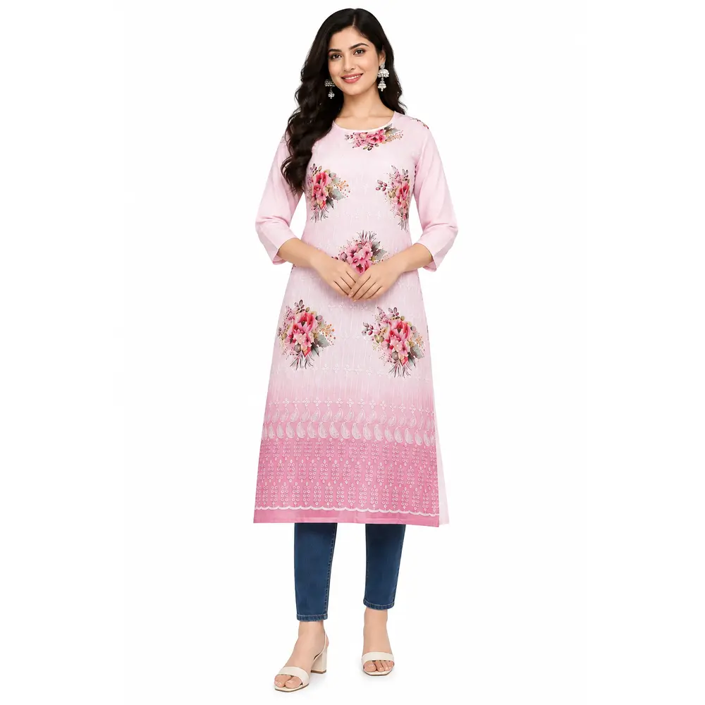Sifny Women's Floral Printed Straight Kurta Sifny Women's Floral Printed Straight Kurta